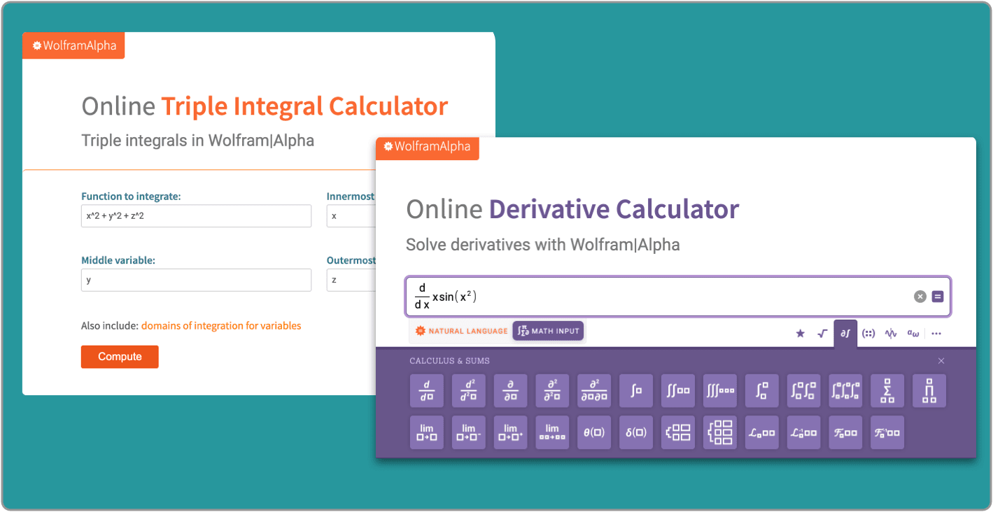 Wolfram|Alphaを使った計算機のスクリーンショット
