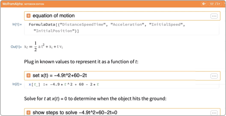 Wolfram|Alpha Notebook Editionのスクリーンショット