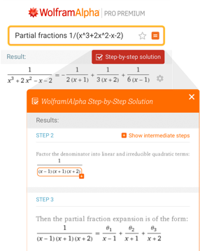 Example step-by-step solution for partial fraction